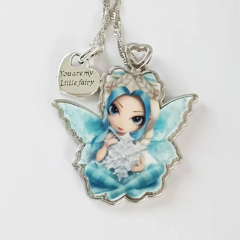 

Fashion Trend Fairy Wing Angel Lady Silver Pendant Toy Necklace