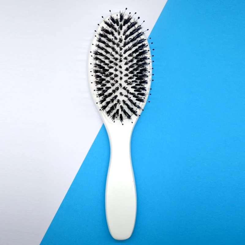 

New Style Customize Logo Nylon Wood Handle Paddle Nylon Boar Bristle Hair Brush for Hair Extensions