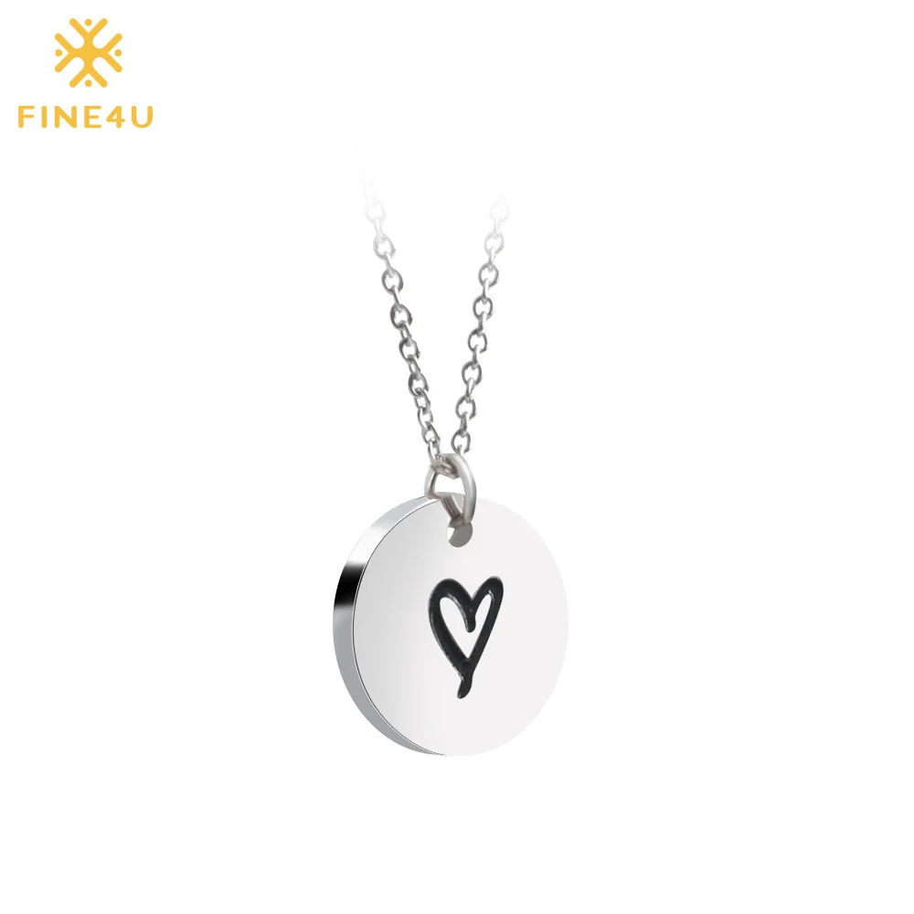 

F4U-N036 Wholesale Stainless Steel Personalized Heart Design Pendant Necklace for gift, Steel/gold/rose gold