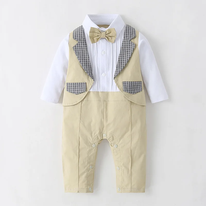 

Autumn And Winter New Children's Gentleman Robes Romper Boy Baby Long Sleeve Jumpsuit Dress, As pic shows, we can according to your request also
