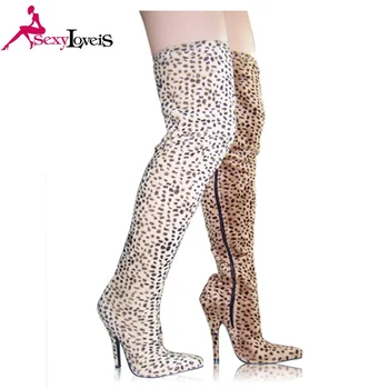 leopard thigh high boots
