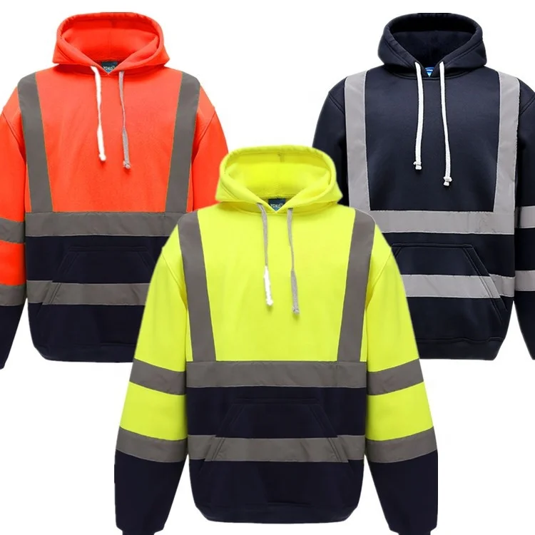 

wholesale high visibility super quality logo custom work uniform hivis reflective safety sweatshirt jacket hoodies hoodie