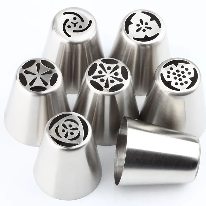 

Russian Pastry 7pcs/set Nozzles Tulip Icing Piping Cream Nozzles Tips 1pcs Coupler Decorating Tips Set Cake Cupcake Decorator, Pictures