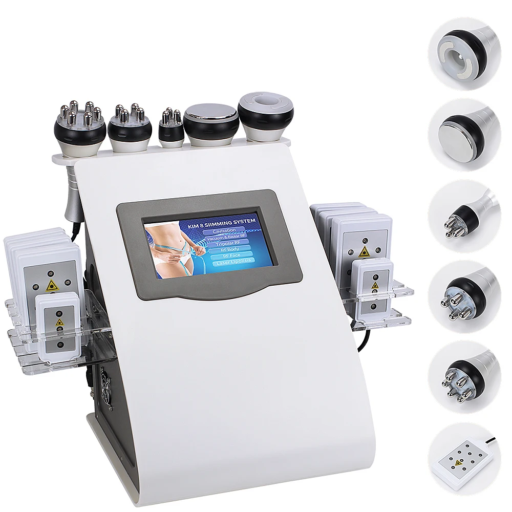 

2021 Newest Beauty Device Lipo Laser Body Slimming System Cavitation RF 6 in 1 Ultrasonic Vacuum Cavitation System, White