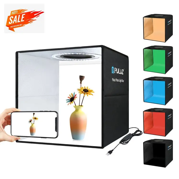 

Oem Dropshipping Portable Factory Puluz 30cm Photo Studio Tent Light Box Kit with 6 Colors Backdrop mini Softbox for Photography