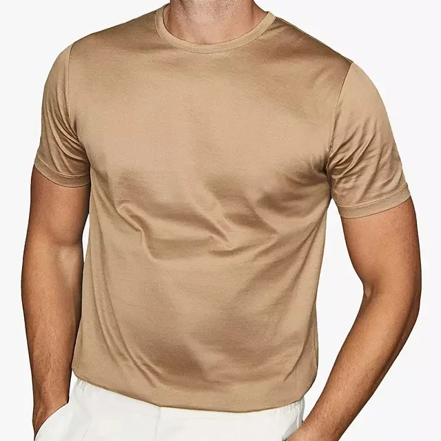

luxuriously soft feel crewneck short sleeves men Mercerised Cotton T-Shirt