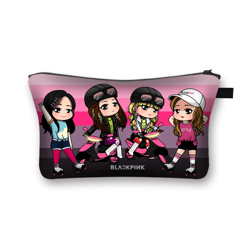 

KPOP BlackPink Print Women Fashion Cosmetic Bag Ladies Makeup Bag Black Pink Girl Large Capacity Cosmetic Organizer Bags Pouches, Customized
