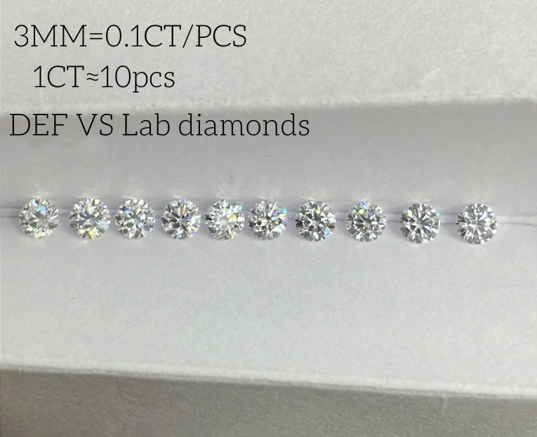 Starsgem small Diamonds 0.8mm-3mm CVD HPHT Melee Size Loose Lab Diamonds Round Brilliant Cut Loose Diamonds