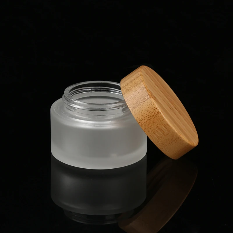 

100g Eco-friendly Big Size Custom Color Logo Cosmetic Balm Glass Jar Bamboo Lid Frosted Cosmetic Cream Jar