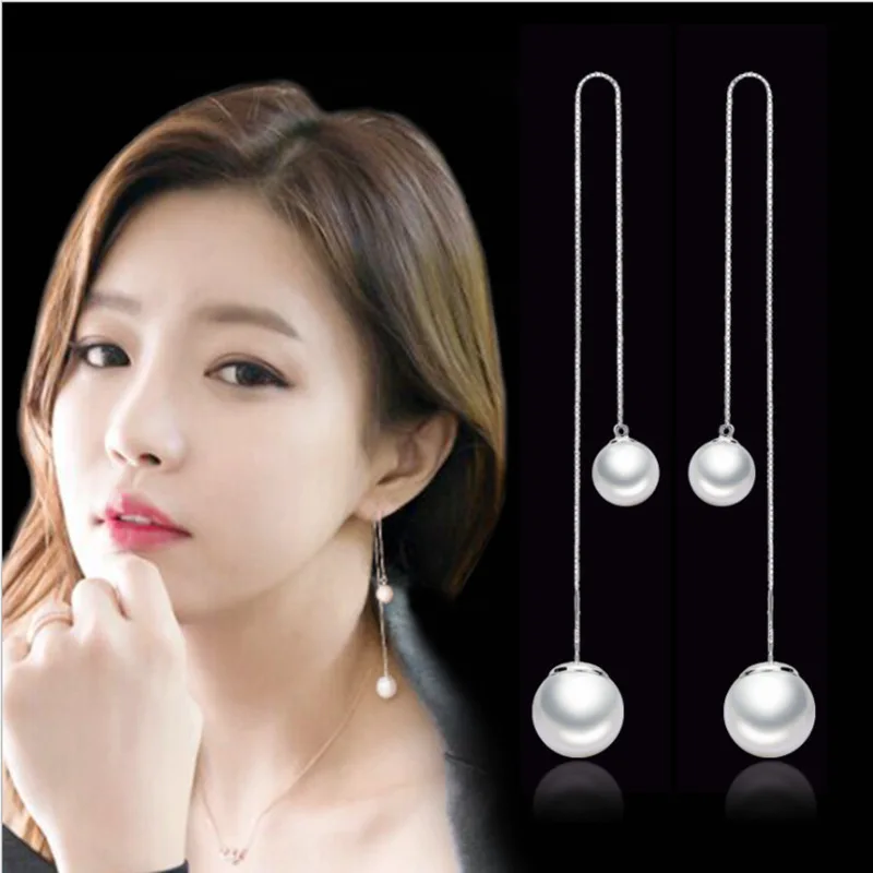 

S925 Needle white pearl earring wire for women ball charm earring, 18 color avaiable