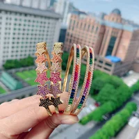 

Fashion jewelry in stock handmade multicolor rainbow cz gold stars bangle bracelet