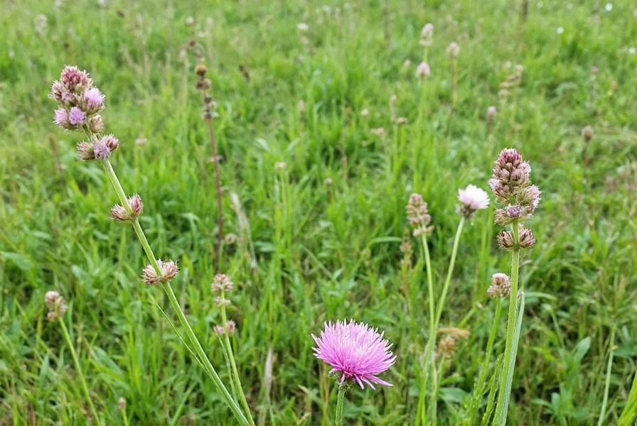 Purple prairie clover plant showing distinctive cylindrical flower spike in native grassland setting