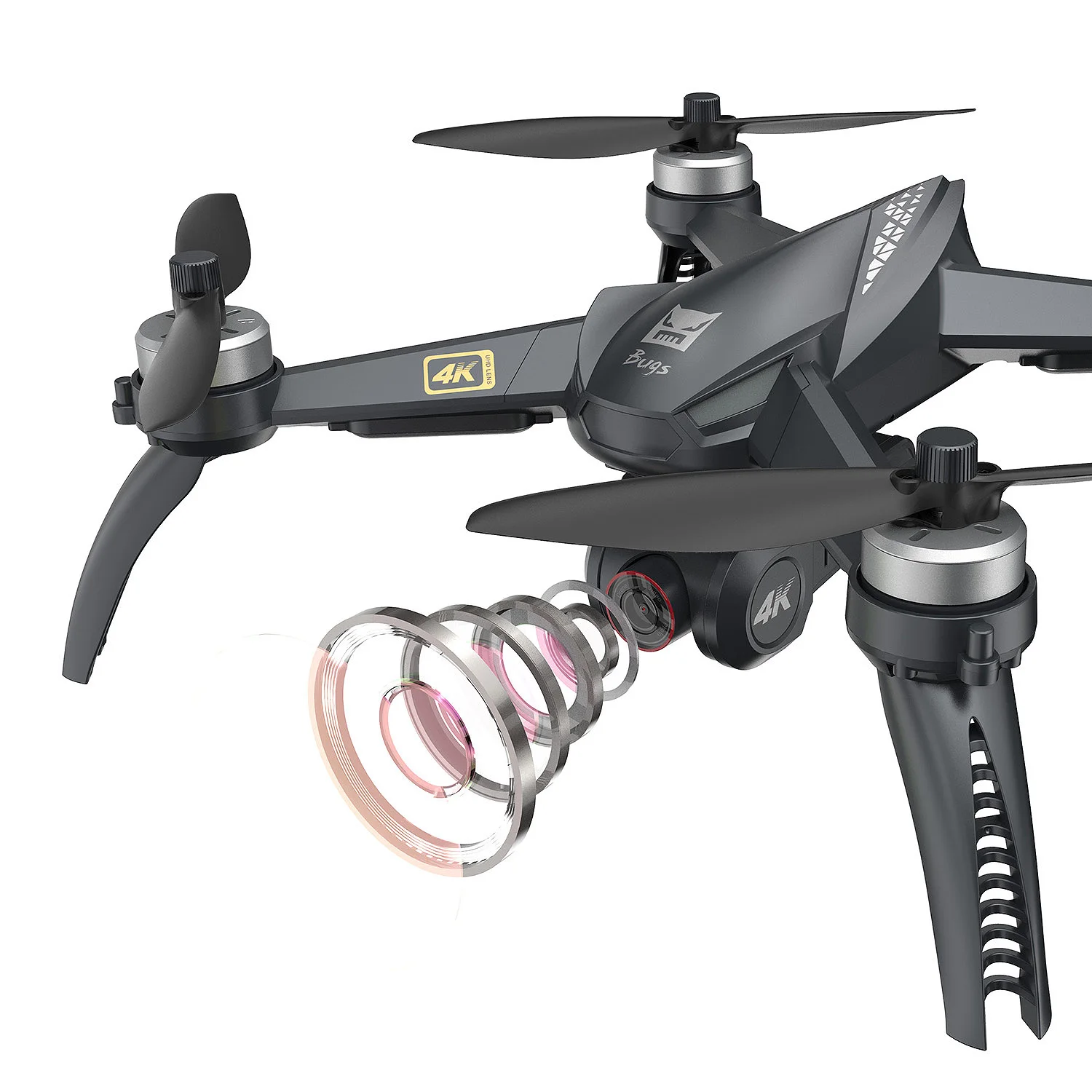 

Latest Upgraded MJX B5W Drone Bugs 5W 5G Drone With 4k HD Camera WIFI FPV GPS Follow Me Drone Quadcopter Brushless Professional, Dark grey
