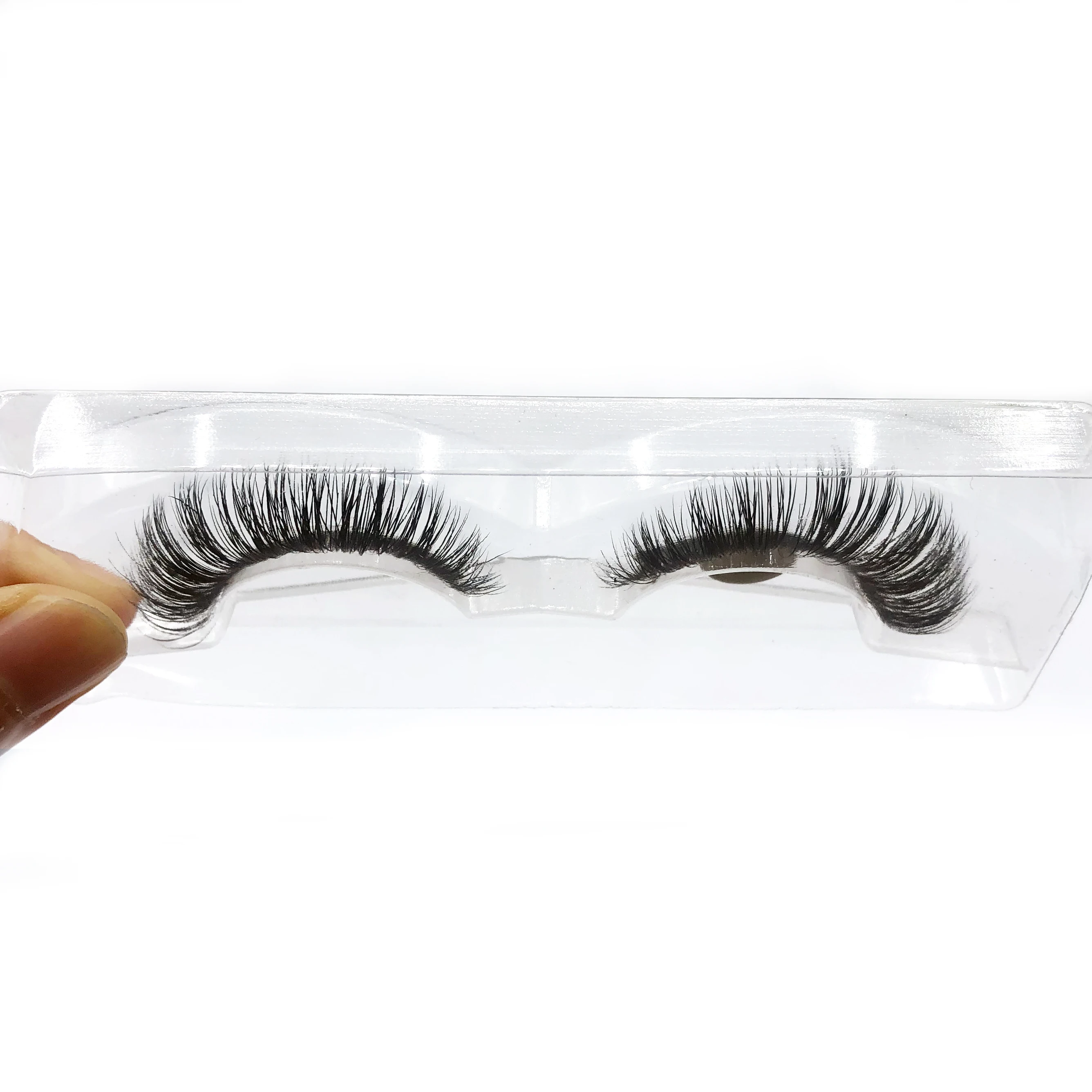 

LL042 customized 3D 15mm real mink lash extensions short curly wink winged strip lash with custom lash box, Natural black