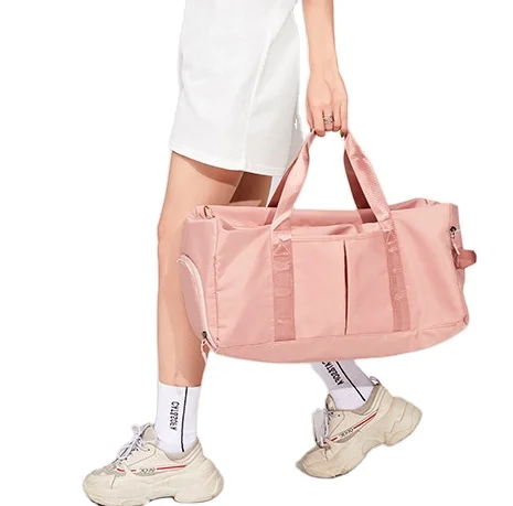 

Custom Made Outdoor Sports Storage Bag Duffle Waterproof Yoga Dance Swim Workout Travel Gym Tote Bag, Black pink