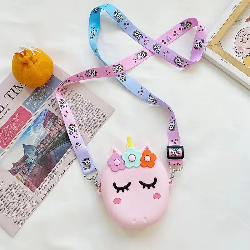 

hot sale unicorn Fashionable Cute Cartoon Kids cross phone bag silicone coin purse