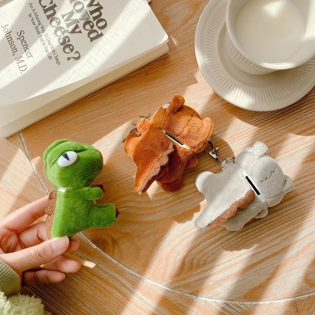 

Cute 3D doll for airpods case dinosaur for airpod cases 2020 fluffy warmly for air pods case cover customs, Silver/black/gold and so on