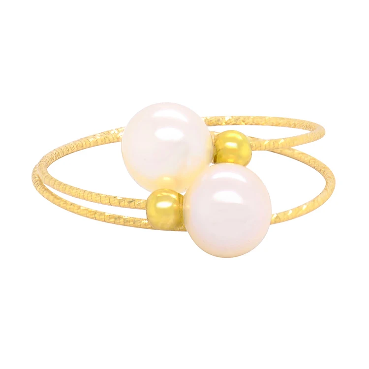

Unique design adjustable double layers 18k gold freshwater pearl ring