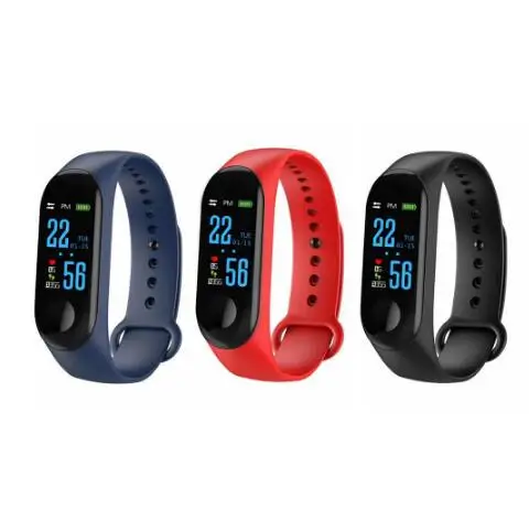 

M3 Smart Sport Bracelet Watch with Blood Pressure Alarm Heart Rate Monitor Fitness Tracker, Black | red | blue