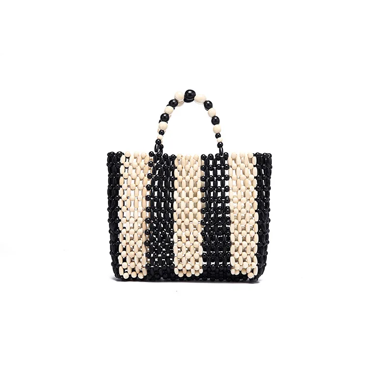 

Factory Sell Women pearl beaded mini shoulder bag wooden beads party handbag bags