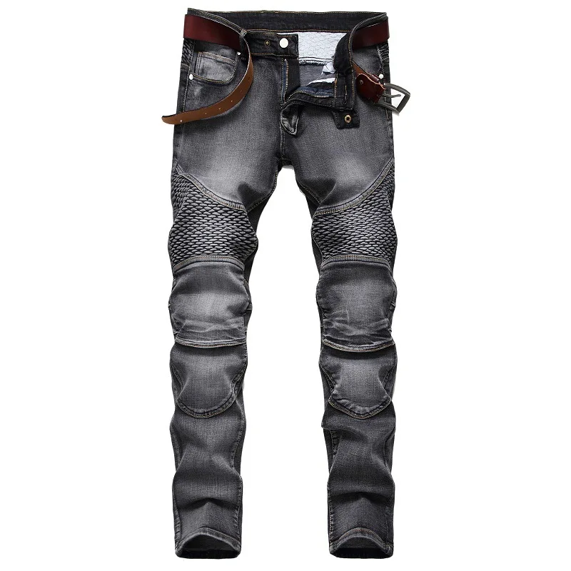 

Free Shipping 2021 Custom Jeans Men's Skinny Denim Jeans Brushed Hole Patch Denim Pants Men Clothings Men Black Jeans