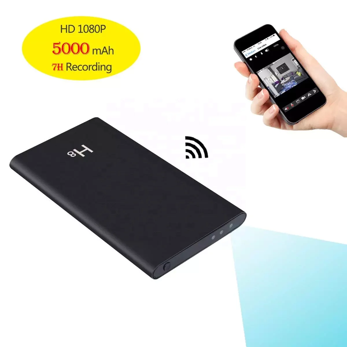 Factory Direct H8 5000mah Battery 1080p Power Bank Camera With Wifi Spy