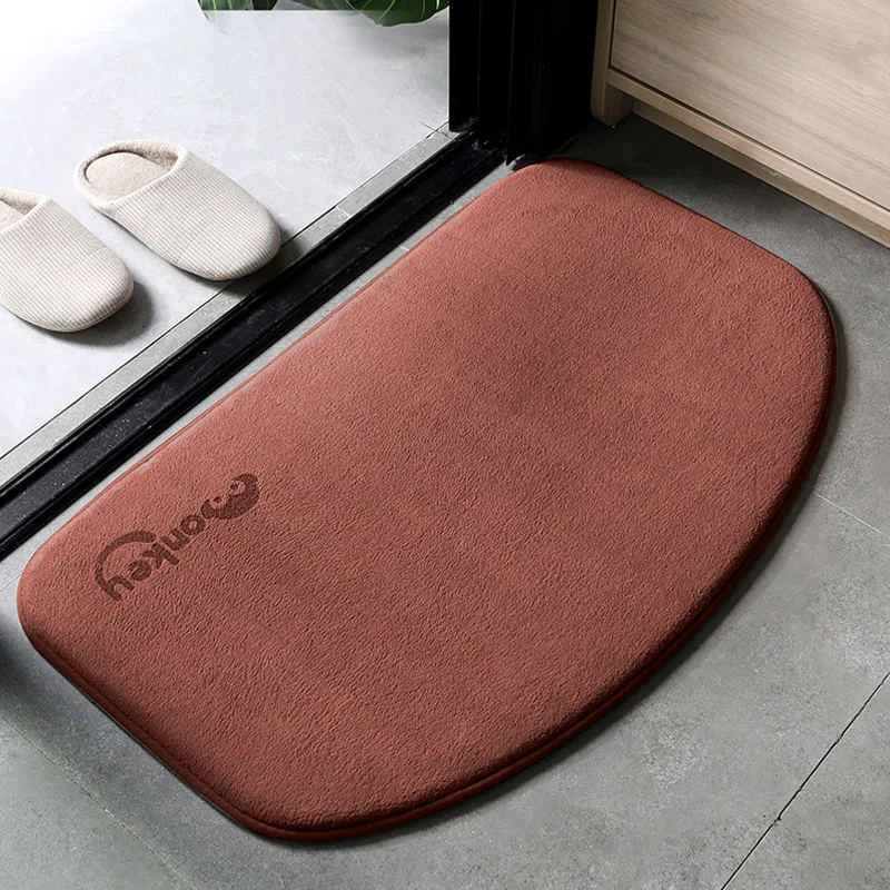 

CHAKME)  35D Semicircular floor mats absorbent foot mats bathroom non-slip bedroom door mats small carpet, Light grey,chocolate,camel,green