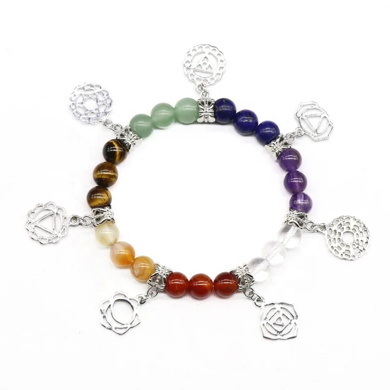 

Natural Stone Round Beads Crystal 7 Chakra Bracelet For Women Men Chain Bead Bracelets Reiki Spiritual Yoga Jewelry Gift