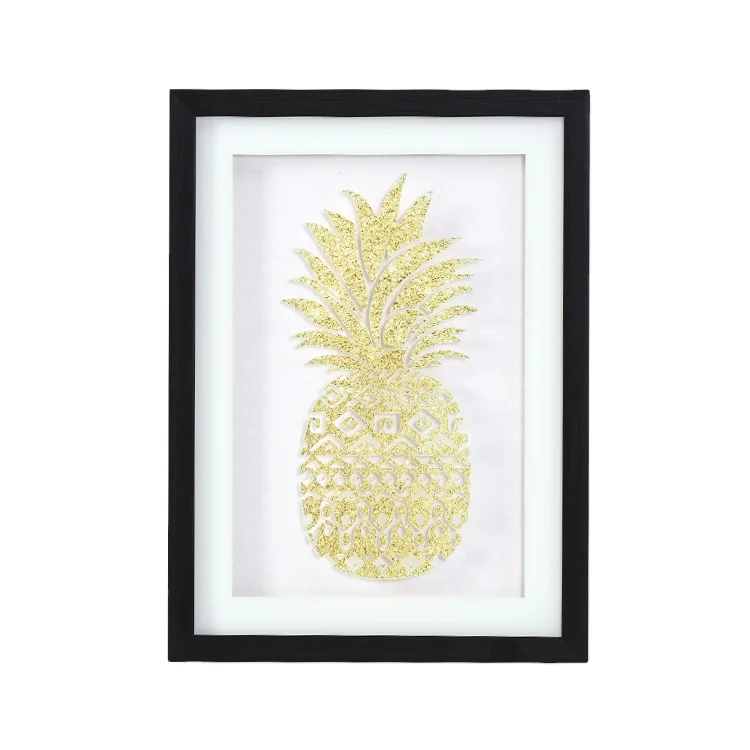 

Cute Yellow Pineapple Image PVC Moulding Printing Glass Without Mat Customize Home Kitchen Decor Painting Artwork Picture Framed