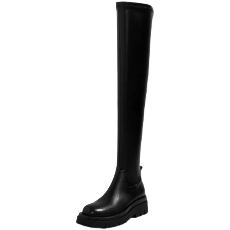 

2021 Best Selling Winter new thick heel boots Knee Boots black Leather Knight long boots for women