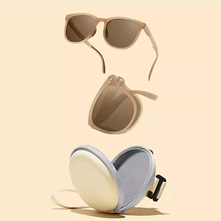 2023 New Design Custom Round Frame Sun Glasses TR90 Polarized Foldable Women UV400 Sunglasses