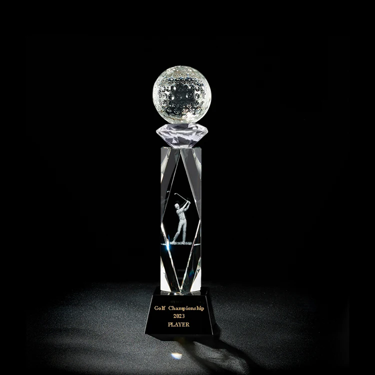 

Professional Championship tournaments golf award custom sports crystal golf trophy