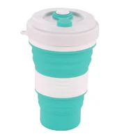 

Food Grade Wholesale New Design Reusable Water Cup 550ml Silicone Travel Folding Collapsible Coffee Drinking Cup