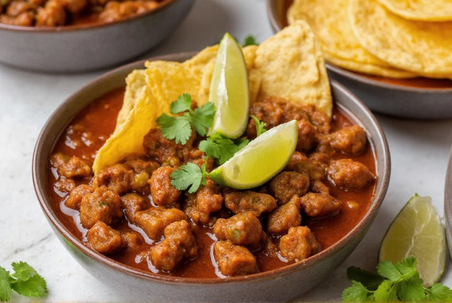 Stew served with tortillas and lime