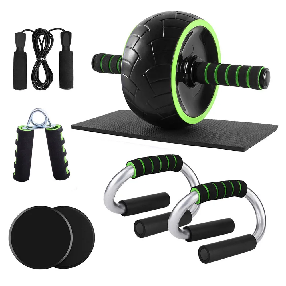 

New product direct sale black mute abdominal wheel home abdominal muscle training device small fitness equipment set