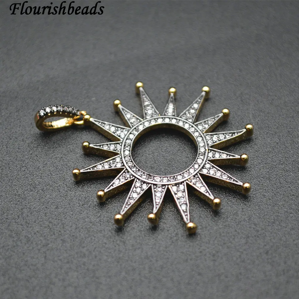 

CZ Beads Setting Sun Flower Shape Metal Tags Pendants Necklaces fit Jewelry making