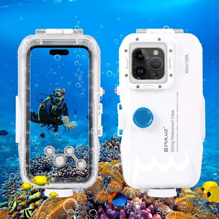 

2023 NEW PULUZ for iPhone 14 Plus 14 13 12 11 Pro Max 40m 130ft Phone Underwater Housing Cover Waterproof Phone Diving Case