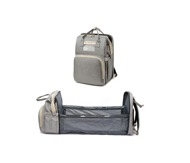 

Amazon High quality foldable baby bed bag Maternal backpack multifuction Diaper bag, Blue,green,grey,pink,black