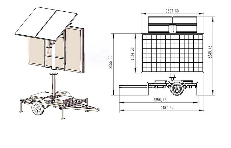 Trailer Solar Led Message Display - Class A Ce Certified Mobile Certification Signboard Amber Boards Variable Sign for Advertisi