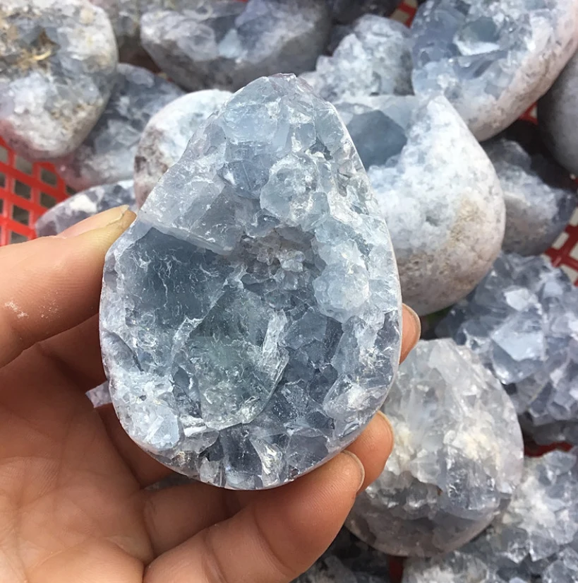 
Wholesale natural crystal healing stone blue Celestite crystal geode cluster for feng shui decoration 