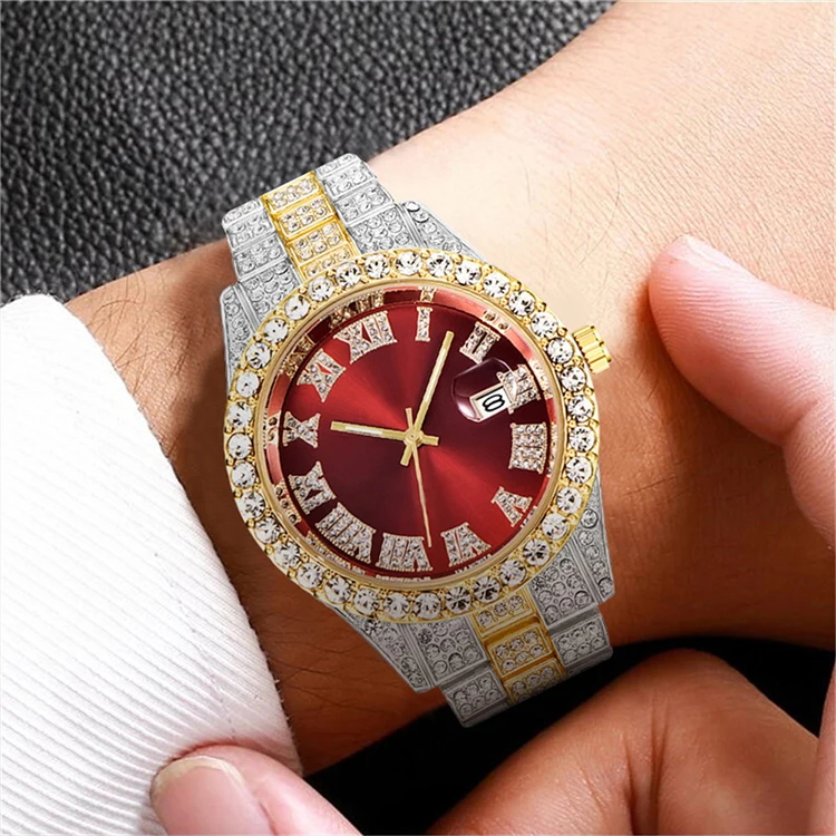 

Fashion design custom logo diamond luxury wrist watch unisex quartz watch