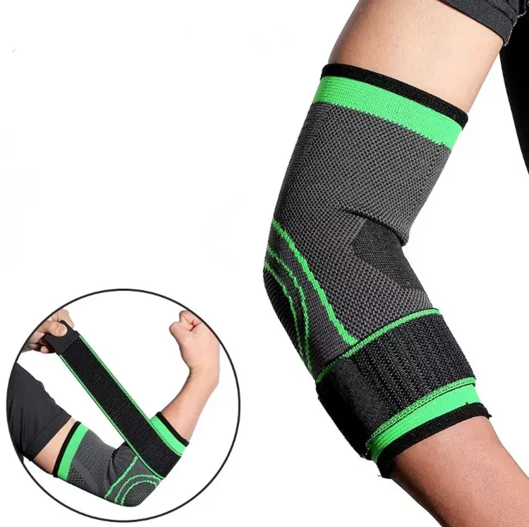 

NATUDON 2022 promotional Jigh elasticity Sport elbow brace support compression elbow protector sleeve pads for gym, Black+green