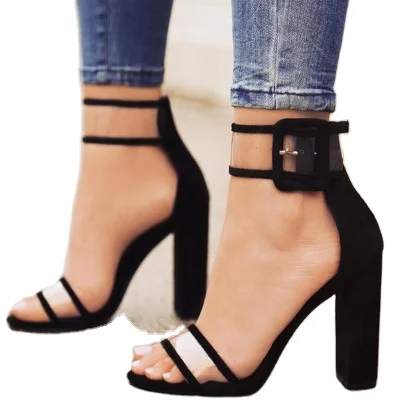 

High Heel Sandals High Block Transparent Chunky Wedge Heels Tube Sandal Sexy Shoes For Ladies Women Heel, As shown in figure