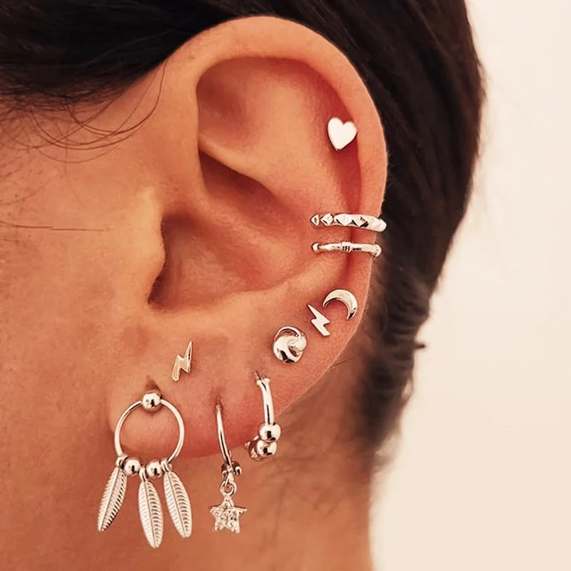 

5695 Multi Style Fashion Gold Plated Earrings Combine Jewelry Mini Stud Earring Set for Women