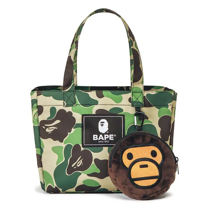 

2022 New Style BAPE Bag Camouflage Fashion Ape Man Handbag Large Shopping Bag And Coin Purse Two Piece Set, Customized colors