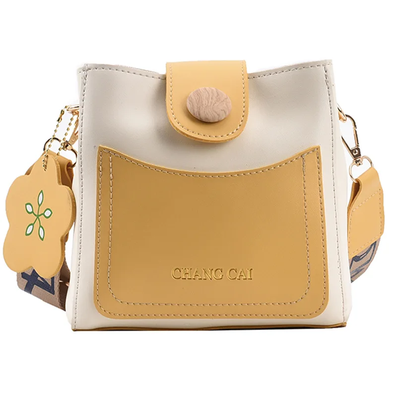 

Korean Fashion Women Handbag Bucket Bag Wide Shoulder Belt Single Shoulder Messenger Bag