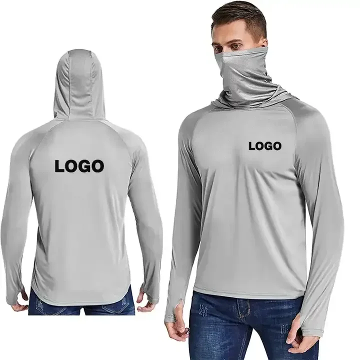 Fishing Hoodie Upf 50 Performance Uv Protection Long Sleeve Custom Logo Hooded Blank Fishing T-shirt T Shirts