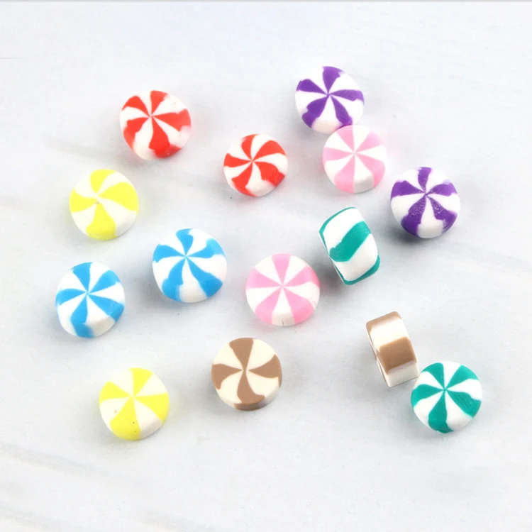 

10mm round shape colored flat back polymer clay sweets for diy accessories