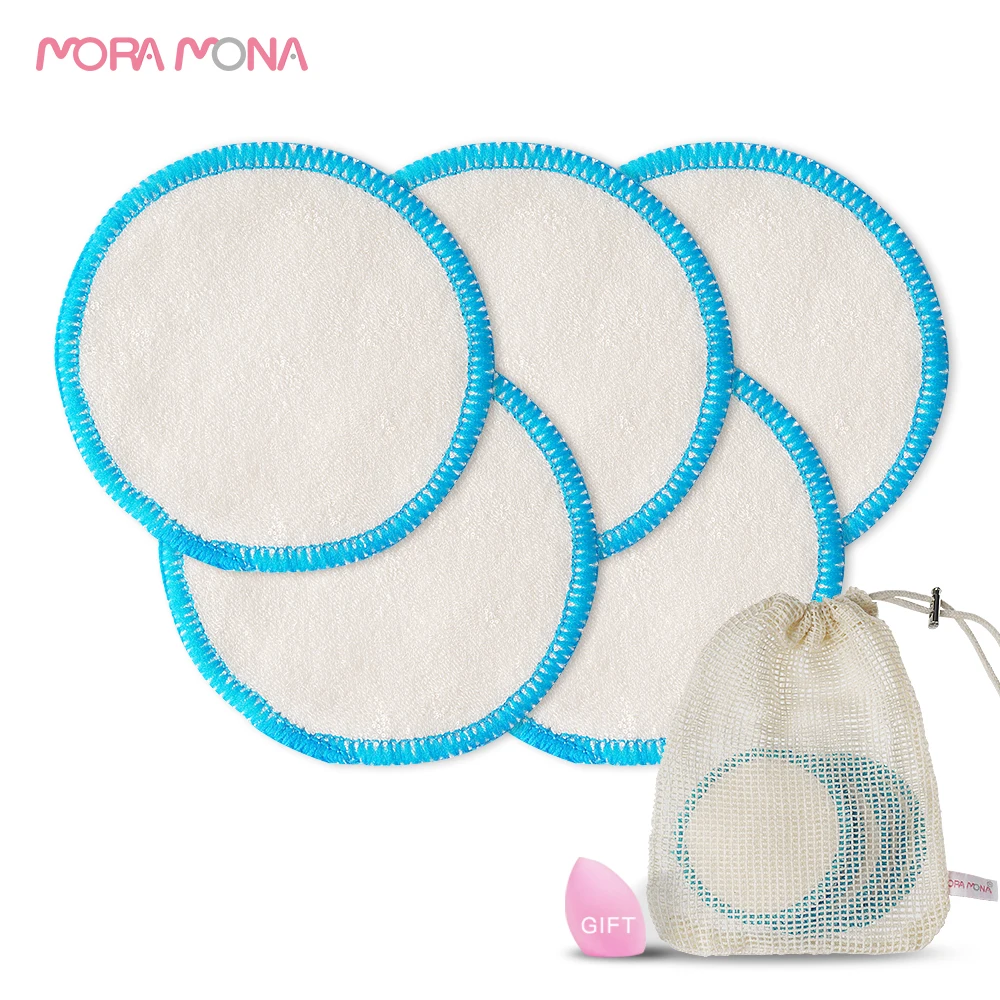 

Mora Mona 10pcs/pack Hot Selling make up remover pads washable Reusable Make Up Remover bamboo Pads, Custom color