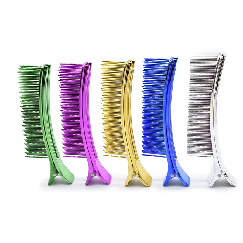 

Free Sample Electroplating Plastic Hair Grip Clip Combs Salon Drying Hair Clips Comb Sectioning Cutting Clips For Barbershop, 6 colors